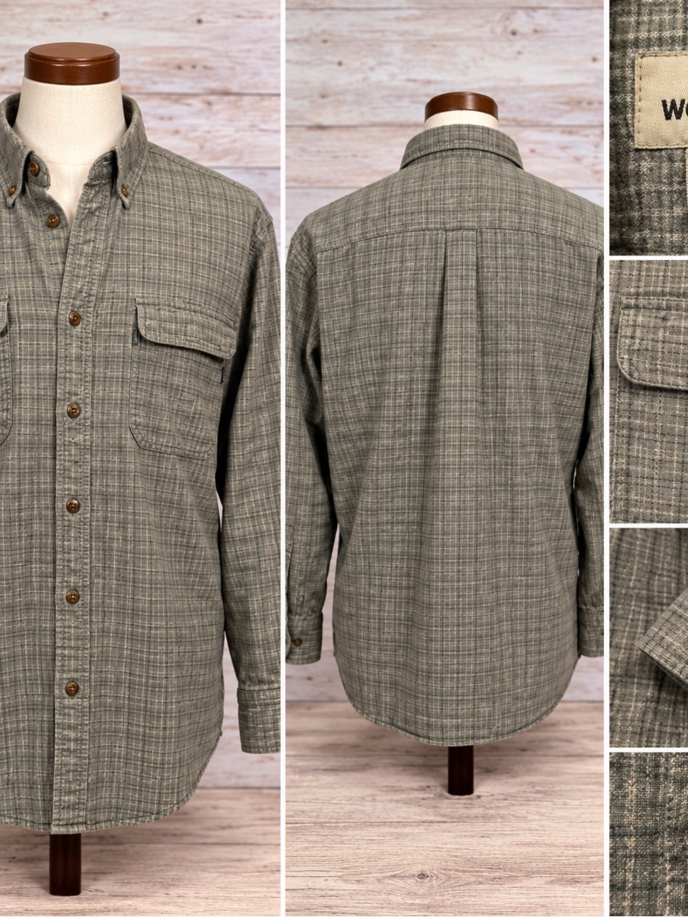 16546. Woolrich Men's Olive Plaid Lightweight Shirt Jacket